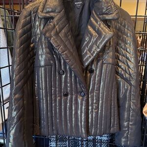 Worth Metallic Black Quilted Puffer Jacket